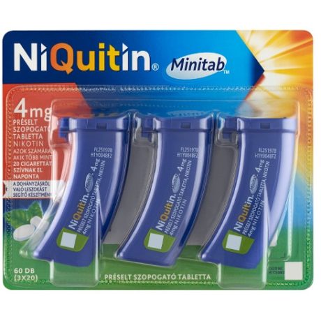 NIQUITIN MINITAB 4MG préselt szopogató tabletta 3x20 DB