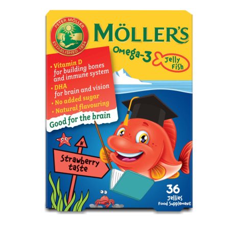 MÖLLER'S OMEGA-3 gumivitamin + D-vitamin eper ízű 36 db