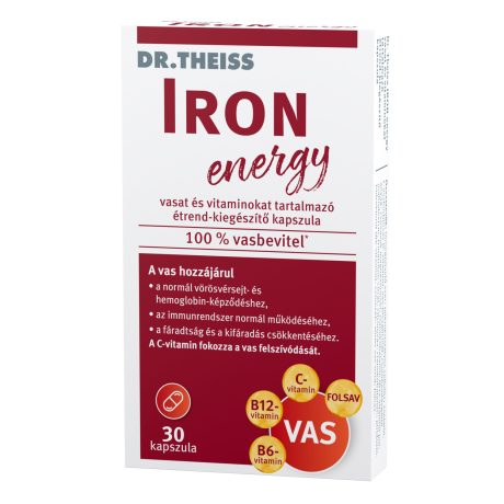 DR. THEISS IRON ENERGY vasat és vitaminokat tartalmazó étrend-kiegészítő kapszula 30 db