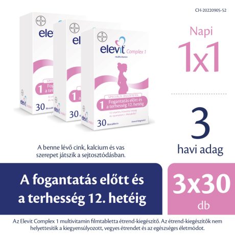 ELEVIT COMPLEX 1 filmtabletta a babatervezéstől az első trimeszter végéig 3 x 30 db VIRTUÁLIS