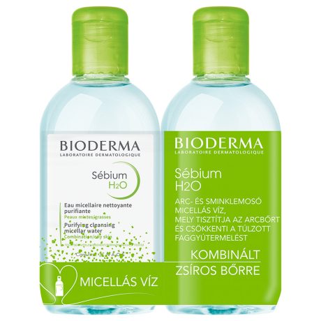 BIODERMA MICELLAFESZTIVÁL 2x250 ml SEBIUM H2O micellás arclemosó zsíros bőrre