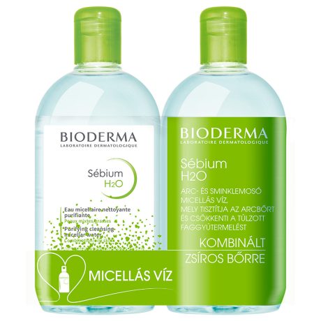 BIODERMA MICELLAFESZTIVÁL 2x500 ml SEBIUM H2O micellás arclemosó zsíros és kombinált bőrre