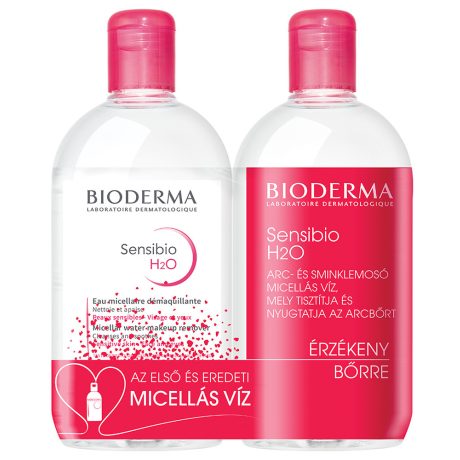 BIODERMA MICELLAFESZTIVÁL 2x500 ml SENSIBIO H2O micellás arclemosó érzékeny és intoleráns bőre  1000 ML