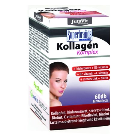 JutaVit Kollagén komplex + hialuronsav + C-vitamin + szerves cink + Biotin + B2-vitamin + B3-vitamin 60 DB